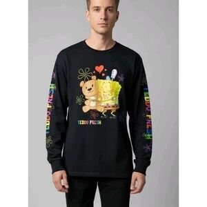 Teddy Fresh x SpongeBob Love Long Sleeve T-Shirt Black Men's L (Estimate) Rainbo